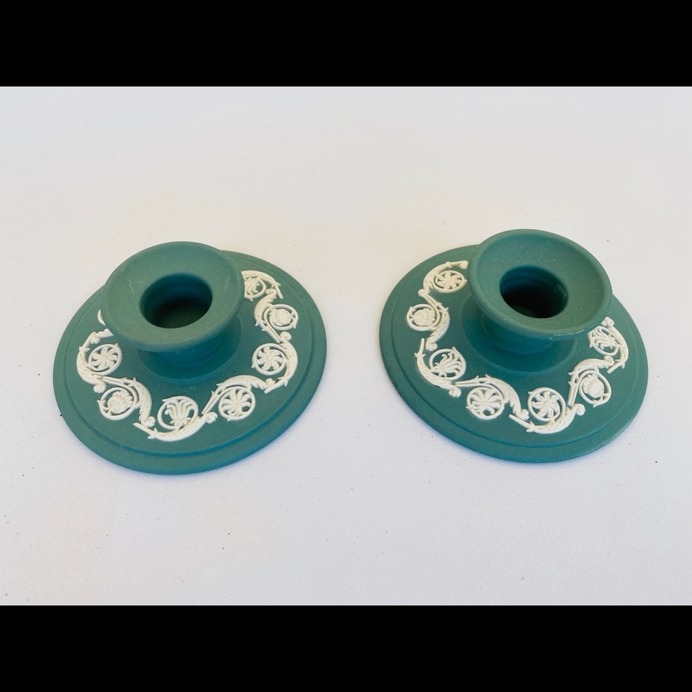 RARE Vintage Wedgwood Jasperware candle holders